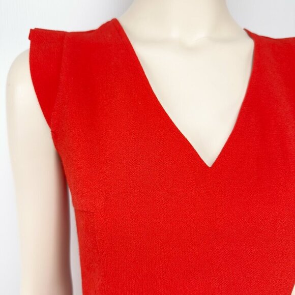 LA PETITE ÉTOILE Paris Openback Bow Neck Frill Shoulders Red Sleeveless Dress S - Picture 4 of 10